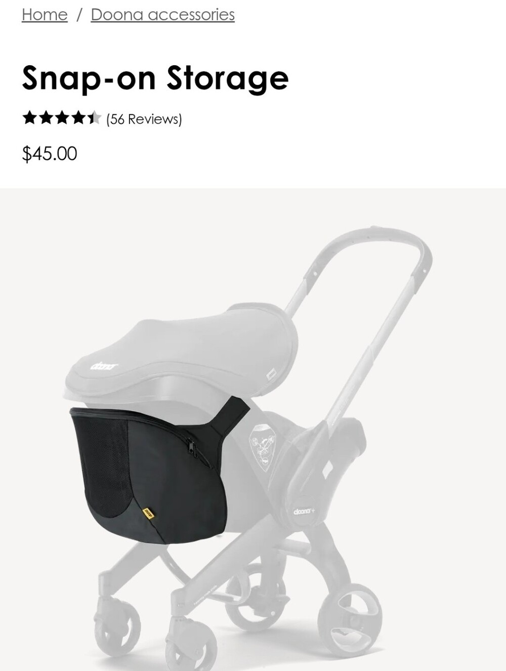 Doona Snap-On Storage Car Seat Stroller Compatible Doona Car Seat